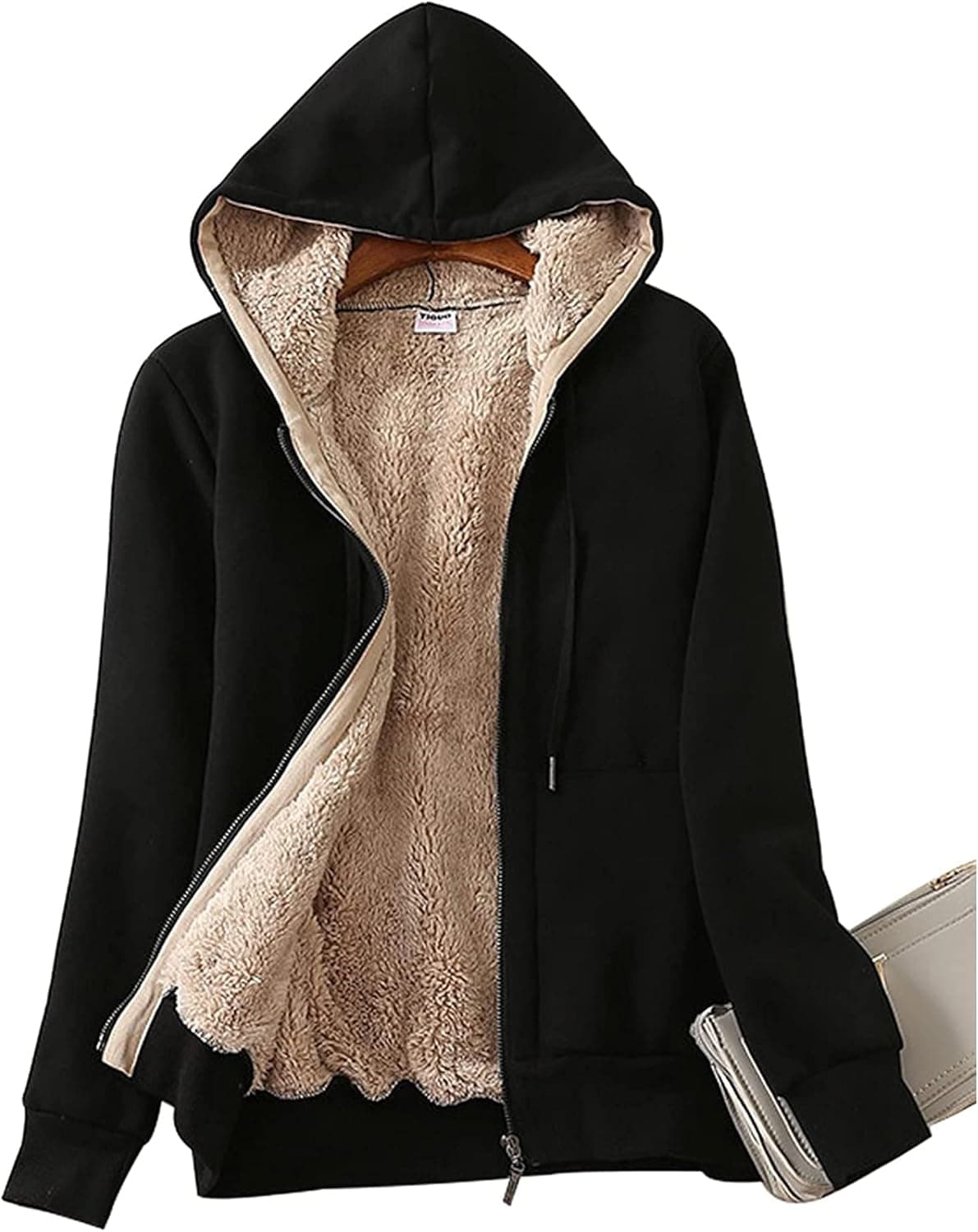 LLdress Hoodies for Women Sherpa Lined Jacket Zip Up Thick Sweatshirt Warm Fleece Coat