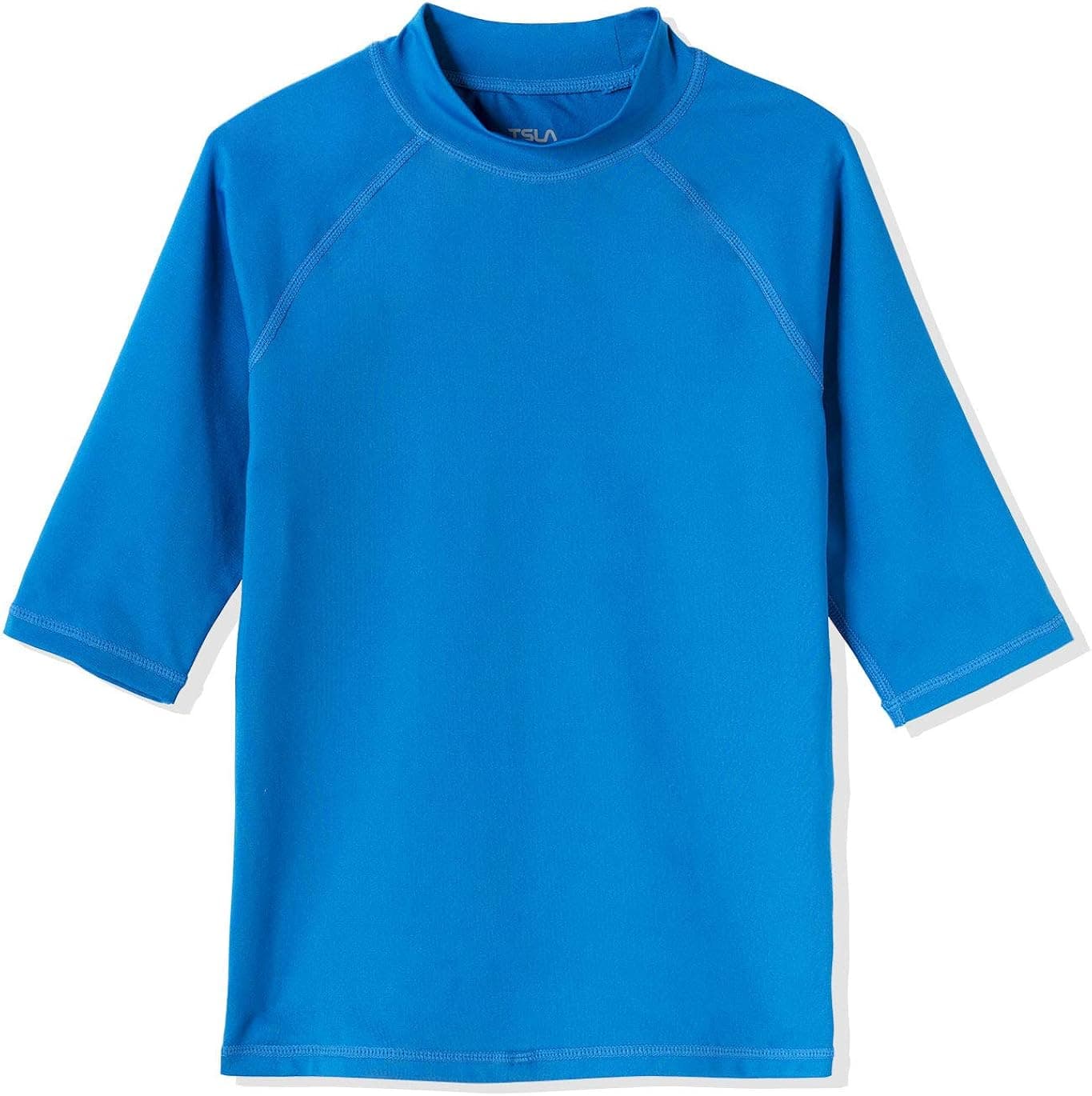 TSLA UPF 50+ Youth Kids Rash Guard Short Sleeve, UV/SPF Surf Swim Shirt, Aqua Water Swimsuit Top