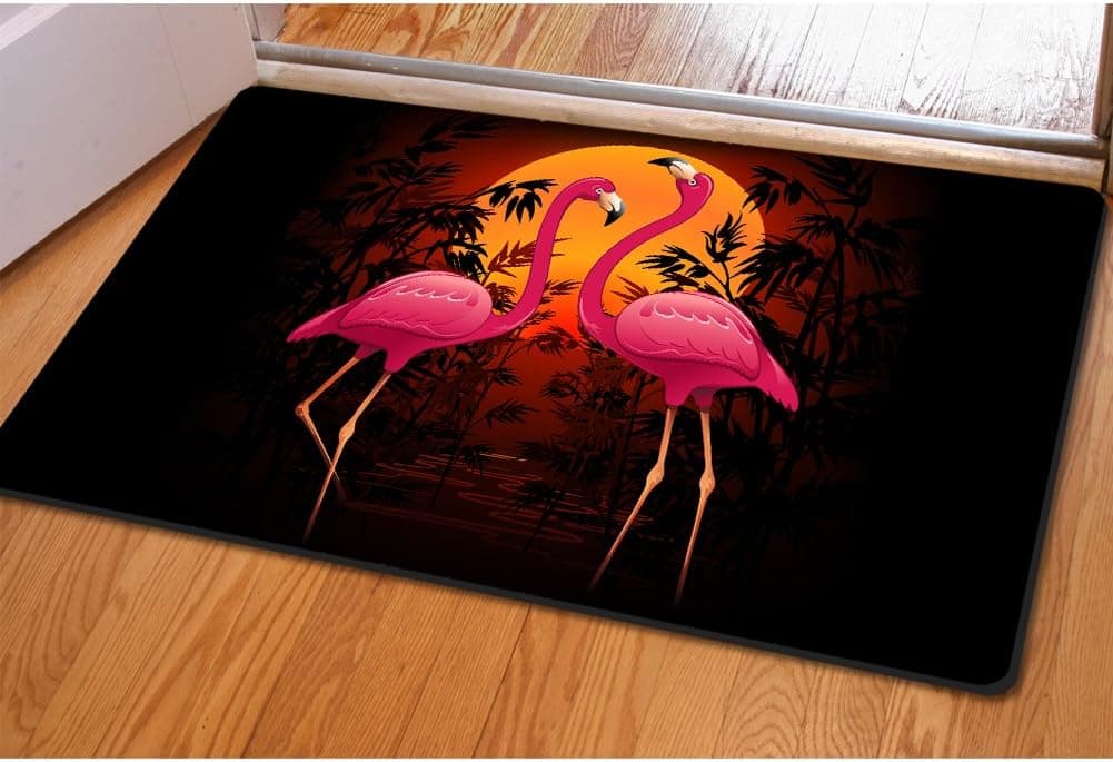 LifeGenius Flamingo Print Doormat For Room Entry Way Outdoor Indoor Non-slip Water Absorbent Funny Door Mat Washable Rug