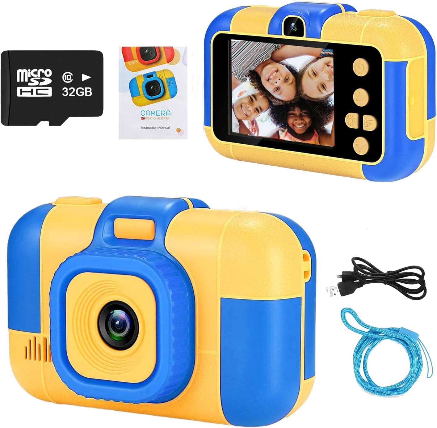 Kourtrico Kids Camera, Electronics Toy for 3-12 Year Old Kids Boys Girls - 1080P HD 2.4 Inch Screen Video Recorder, Digital Camcorder with 32GB SD Card Included… (Blue)