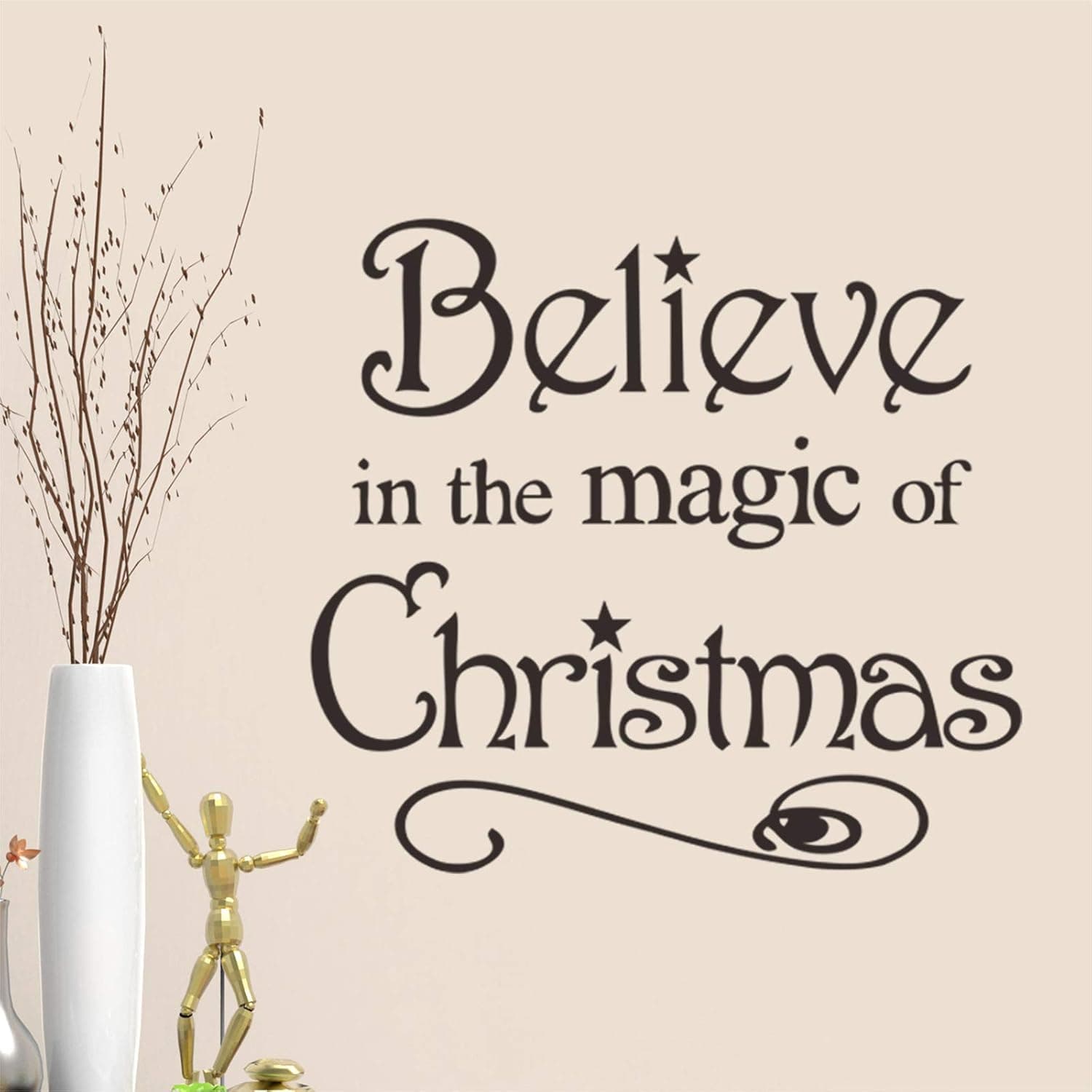 Wall Decals for Living Room Believe in The Magic of Christmas Front Door Decal Home Decor Quotes Stickers Window Glass Letters Vinyl Saying Words Letter Tile Sticker Art Removable Waterproof