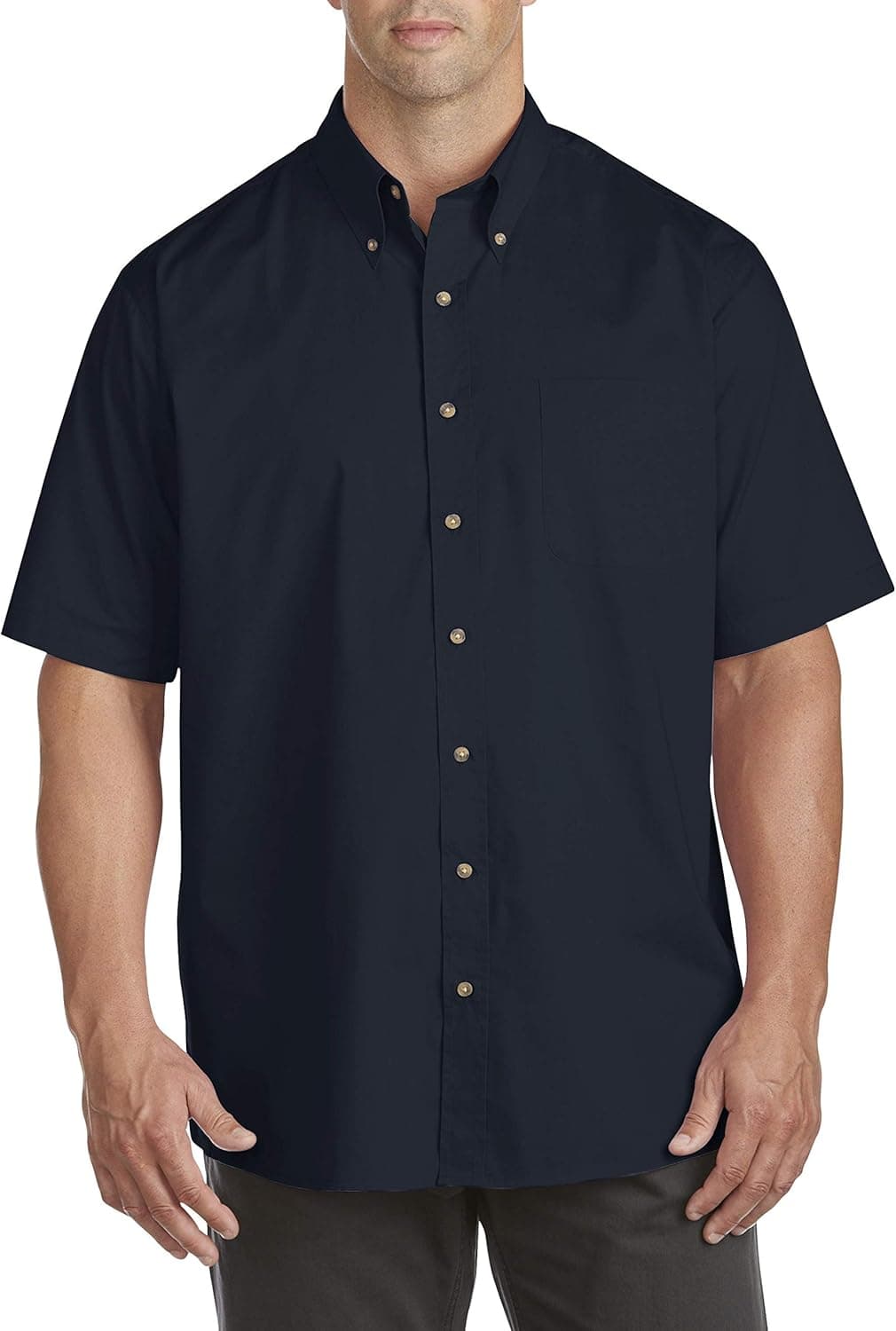 Harbor Bay by DXL Big and Tall Easy-Care Solid Sport Shirt