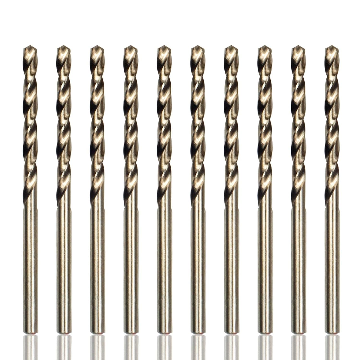 XLCMSY 1/8" Cobalt Drill Bit Set, M35 HSS Straight Shank Twist Drill Heat Resistant Metal Drill Bits for Hard Metal, Stainless Steel, Hardened Steel, Cast Iron and Wood (10pcs)