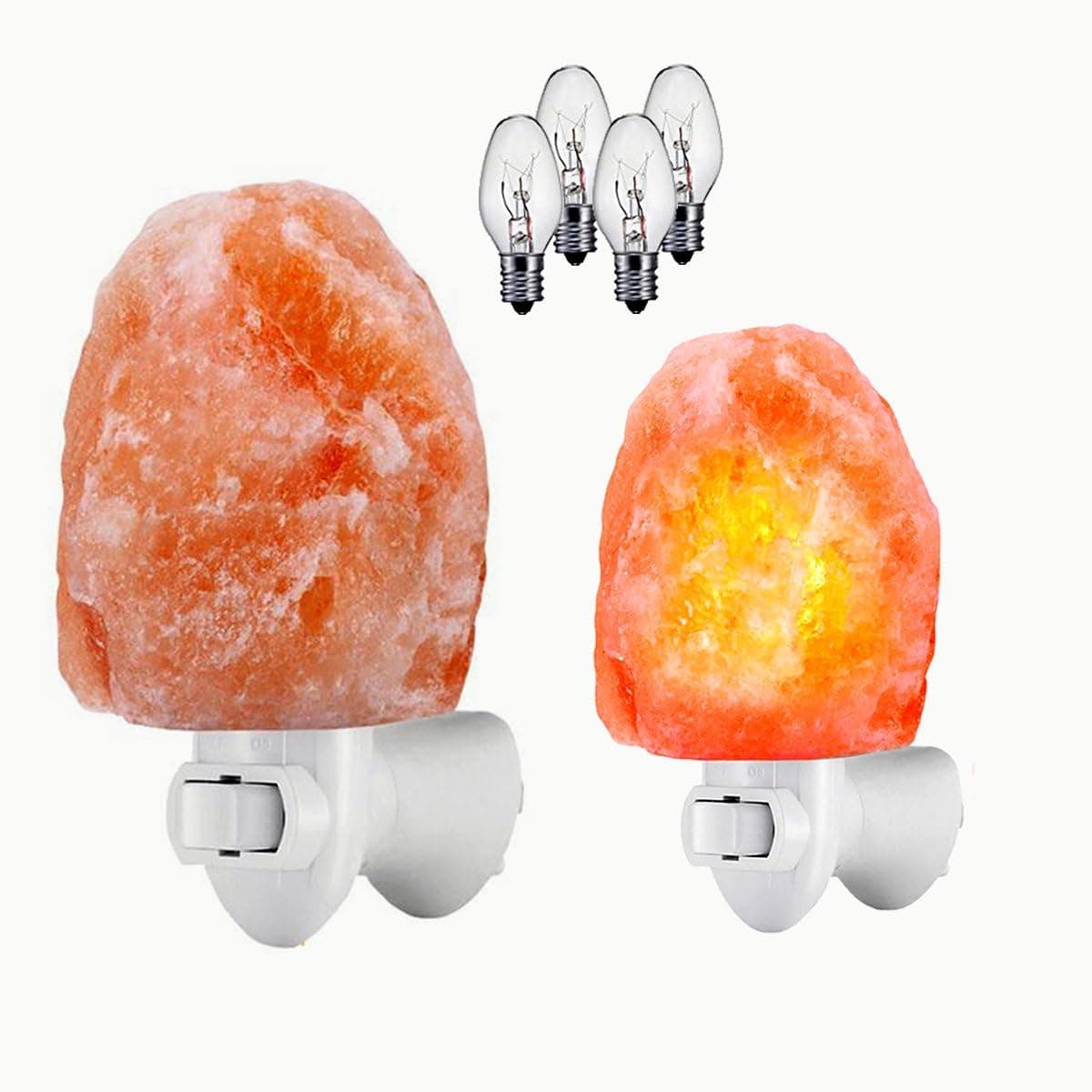 AYG Salt Lamp,Himalayan Natural Crystal Hand Carved Glow Pink Sea Crystal Rock, Night Light Wall Light with Warm White Bulbs,Natural Air Purifier and for Living Dining Bed Room and Office(2-Pack