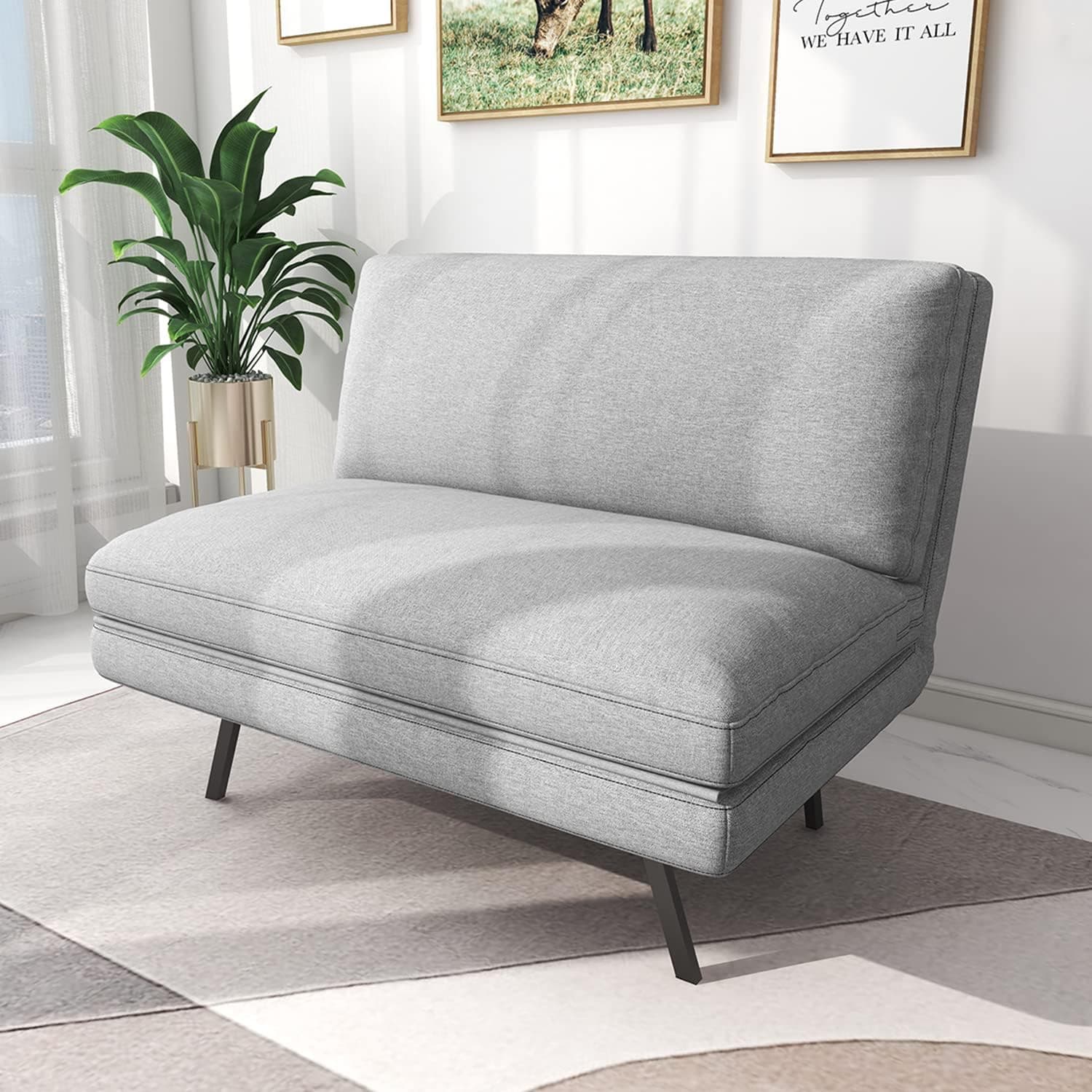 LIFERECORD Convertible Chair Sleeper Bed, 3 in 1 Multi-Function Sleeper Sofa Modern Linen Fabric Guest Bed with Adjustable Backrest for Small Space Apartment