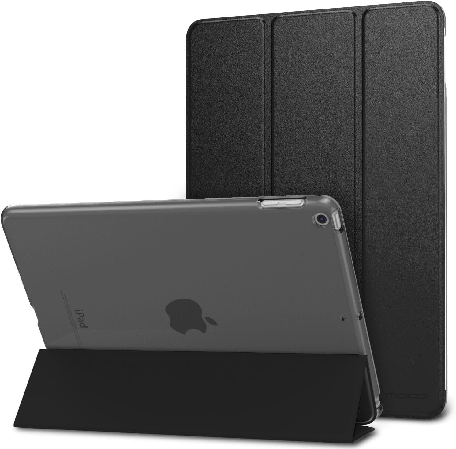 MoKo Case Fit 2018/2017 iPad 9.7 6th/5th Generation - Slim Lightweight Smart Shell Stand Cover with Translucent Frosted Back Protector Fit Apple iPad 9.7 Inch 2018/2017, Black(Auto Wake/Sleep)