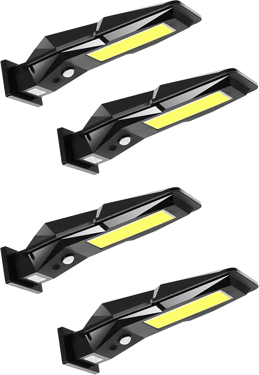 YONGSHUNFENG Solar Outdoor Lights, Dual Battery Long Lasting Power, Super Bright 96 COB LED Motion Sensor Light, IP65 Waterproof Safety Suitable for Porch, Garage, Terrace, Deck (Black-4Pack)
