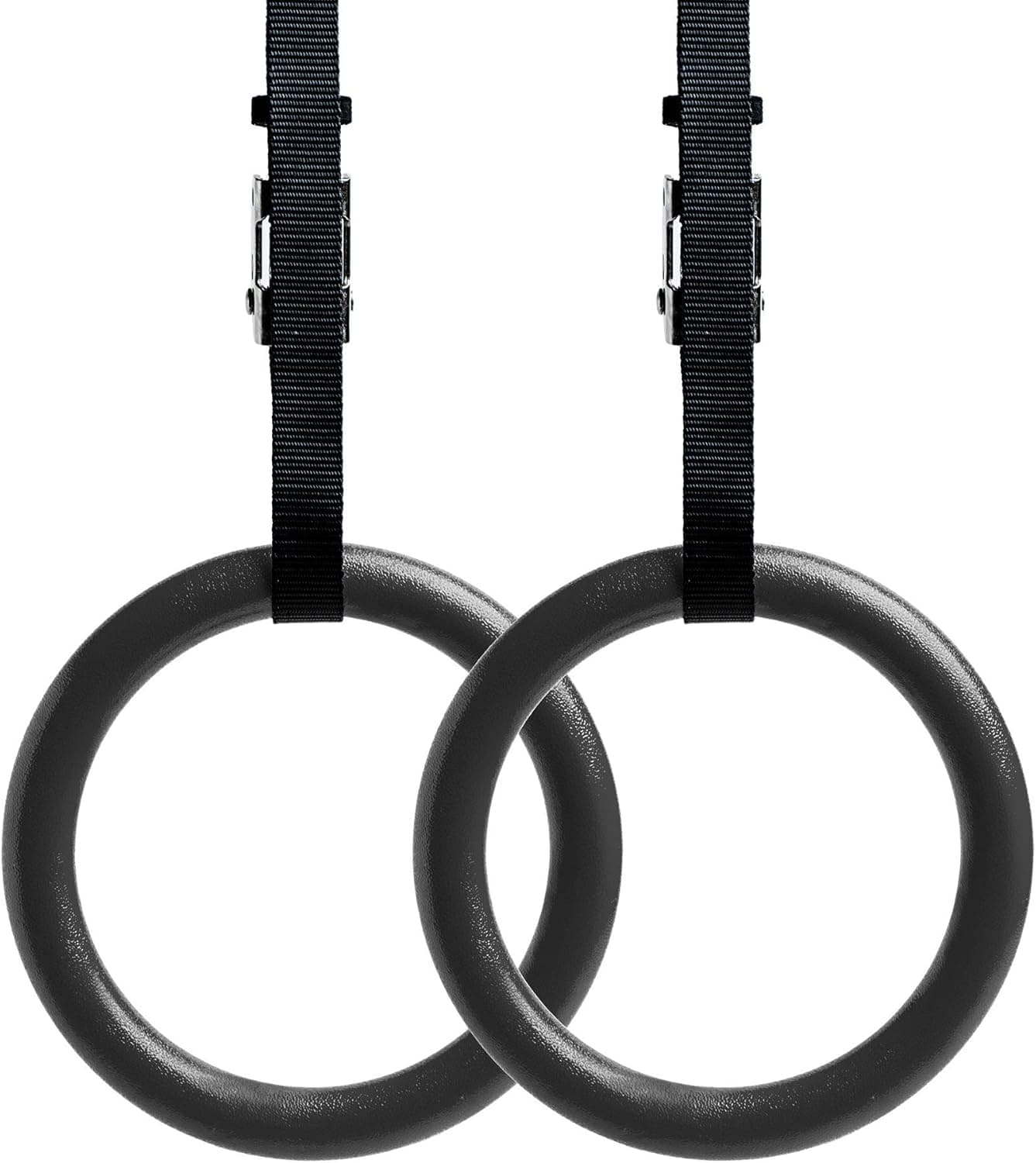 REEHUT Gymnastic Rings with Adjustable Straps, Metal Buckles & Ebook - Home Gym (Set of 2) - Non-Slip - Great for Workout, Strength Training, Fitness, Pull Ups and Dips, Ebook Included