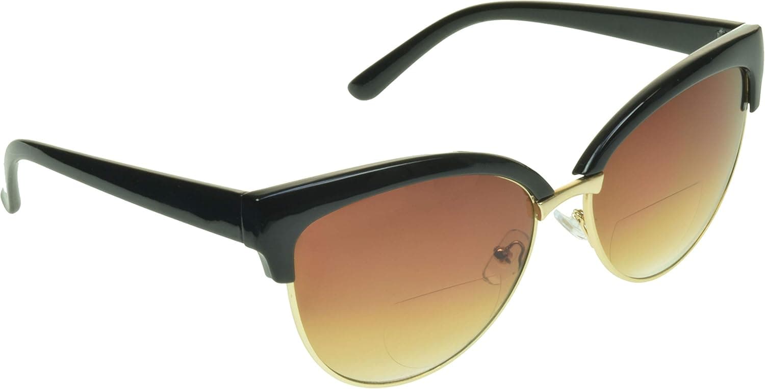 proSPORT Women BIFOCAL Sunglass Readers with CatEye Half Horn Rim Frame