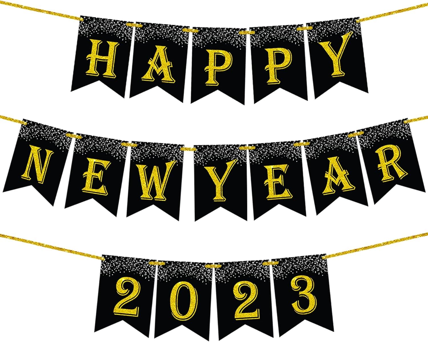 Glitter, Happy New Year Banner 2023 - 10 Feet, No DIY | Happy New Year Sign, 2023 Sign | Happy New Year Decorations 2023 Banner | New Years Banner | New Years Eve Party Supplies 2023 | NYE Decorations