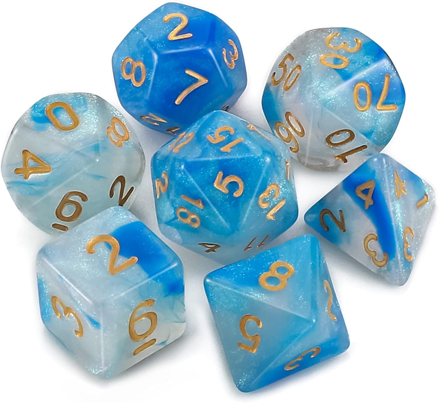 CiaraQ DND Polyhedral Dice Set with a Black Dice Bag for D&D RPG MTG Role Playing Table Games