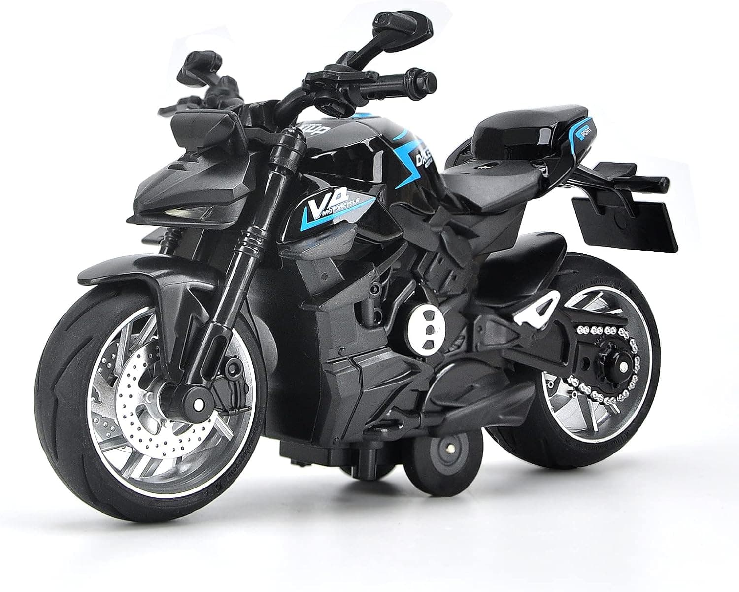 CYYSFIVQZ Pull Back Motorcycle Toys, Motorcycle Model with Light and Music , Toy Motorcycles for Boys Kids Age 3+ Year Old Christmas Party Supplies (Black)