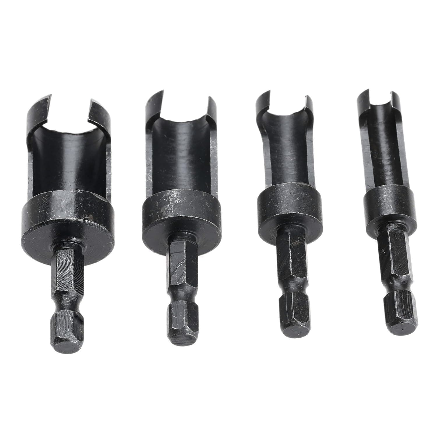 4 Pcs Carbon Steel Wood Work Plug Cutter Hole Cutter, 6/10/13/16mm, Cutting Power Woodworking Hole Saw Tool Claw Tenon Drill Bit Set DIY Tube Type Wood Plug Bits Tenon Drill Bits