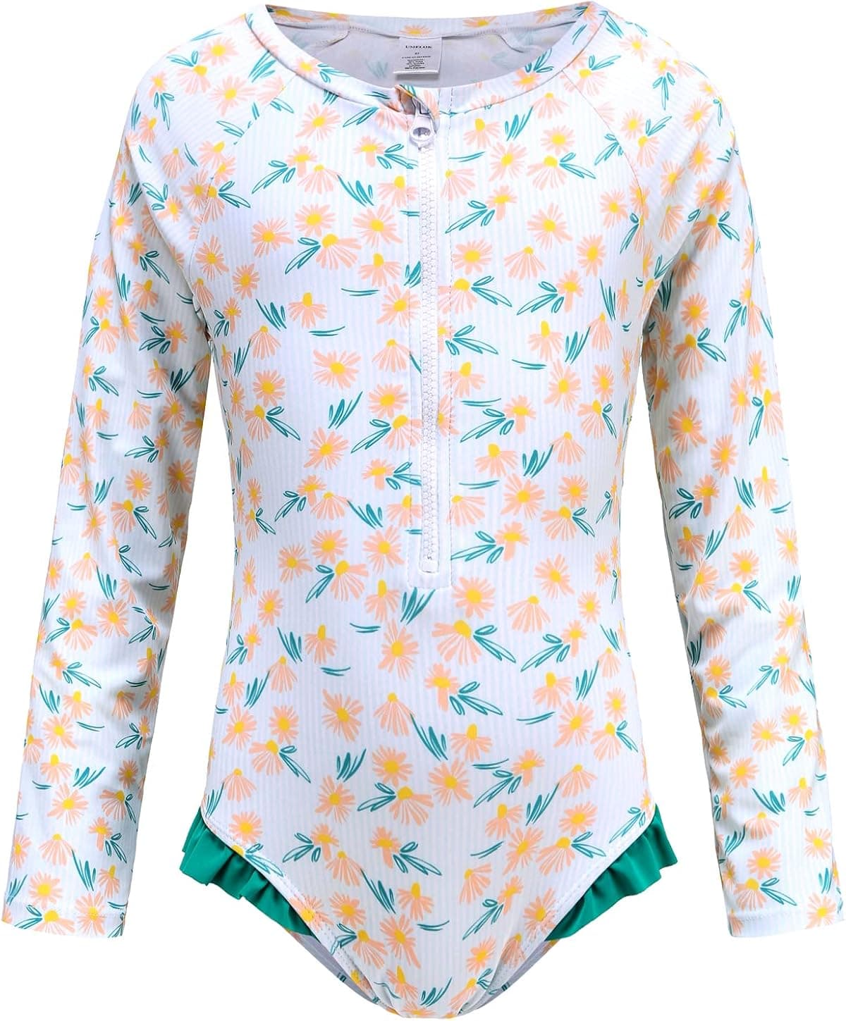 UMELOK Girls Long Sleeve Rash Guard UPF 50+ Sun Protection Zipper One Piece Swimsuit