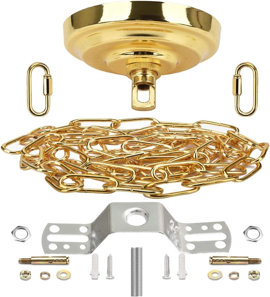 SanSop Sangle Soppfy Vingage Canopy Kit and Pendant Light Fixture Chain for Chandelier or Swag Light Fixtures,Maximum Weight of 60 Pounds,6 feet,Heavy Duty,5inch Diameter,(Pure Gold)…