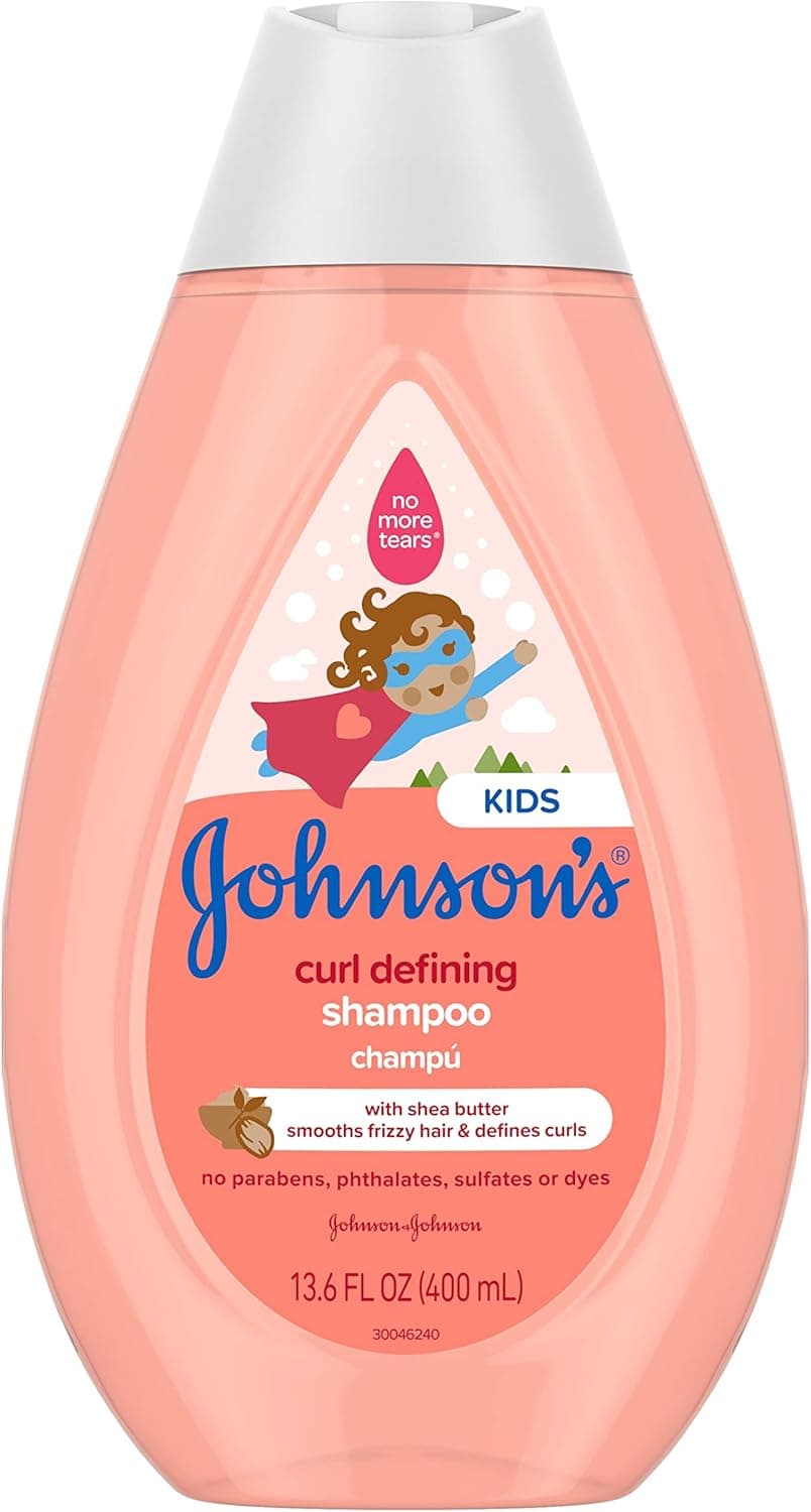 Johnson's Baby Curl-Defining, Frizz Control, Tear-Free Kids' Shampoo with Shea Butter, Paraben-, Sulfate- & Dye-Free Formula, Hypoallergenic & Gentle for Toddler's Hair, 13.6 Fl Oz