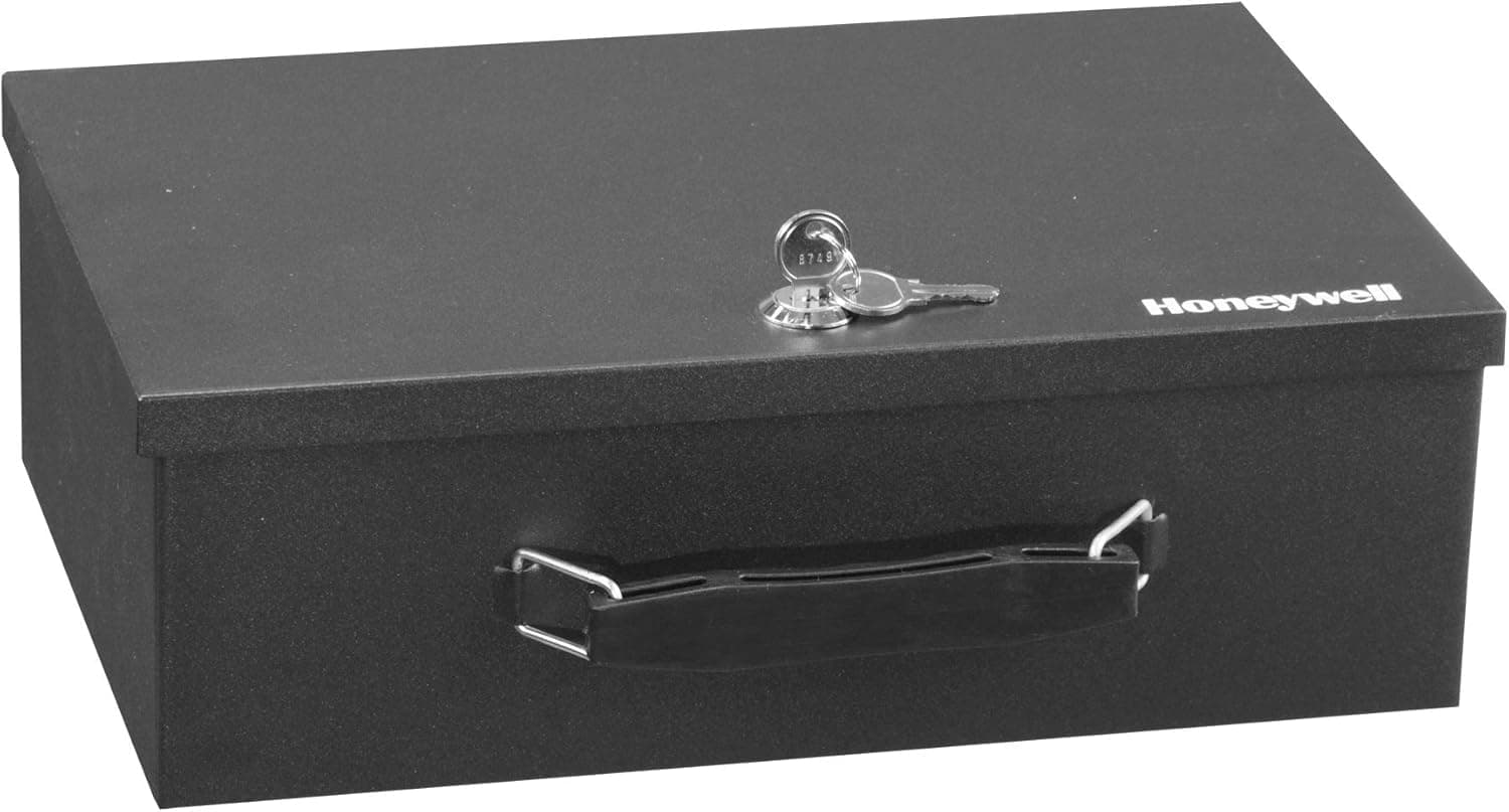 Fire Resistant Steel Security Safe Box, 8.7 x 12.7 x 4.2-Inches, Black