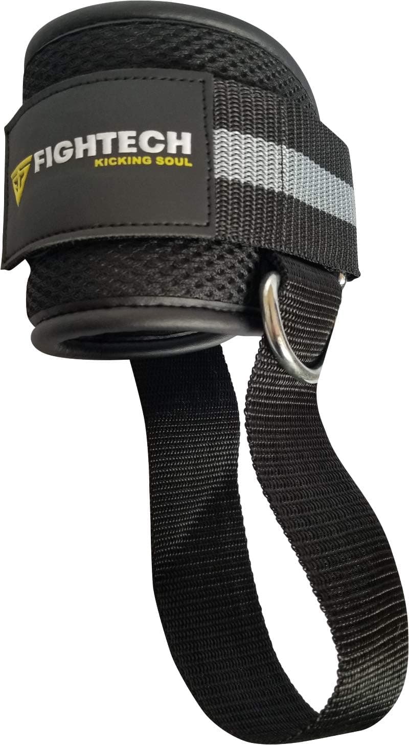 FIGHTECH Ankle Straps for Cable Machines | Fitness Ankle Cuffs for Women & Men | Gym Cable Attachments for Glute and Leg Workouts (Black PRO, Single)