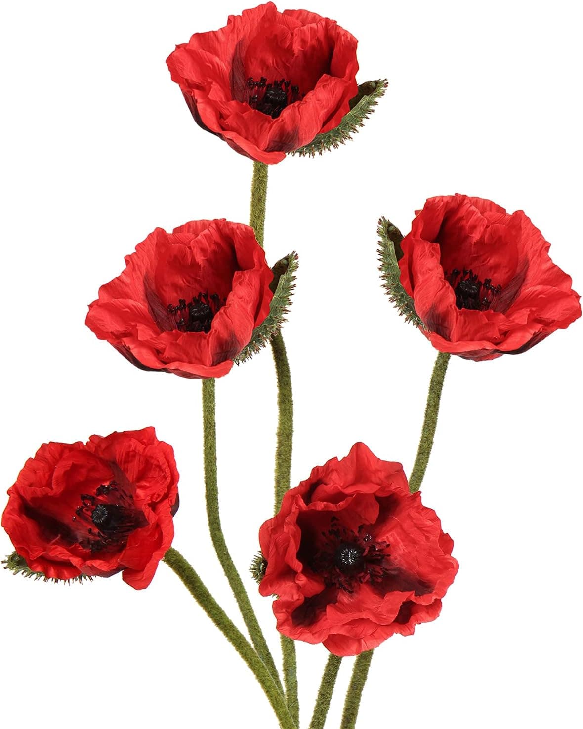 DILATATA 27 Inch Silk Poppy Flowers Long Stem Artificial Flowers for Decoration Flores Poppy for Wedding Home & Kitchen-Red Poppy Decorations