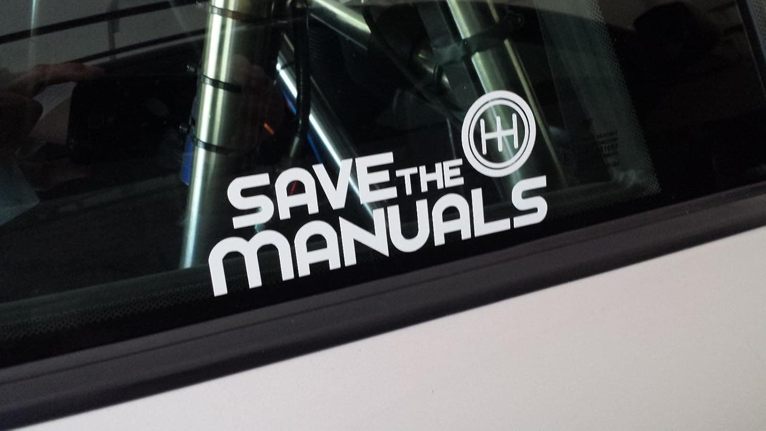 Save The Manuals Vinyl Car Window Decal Sticker Hot Rat JDM Rod White