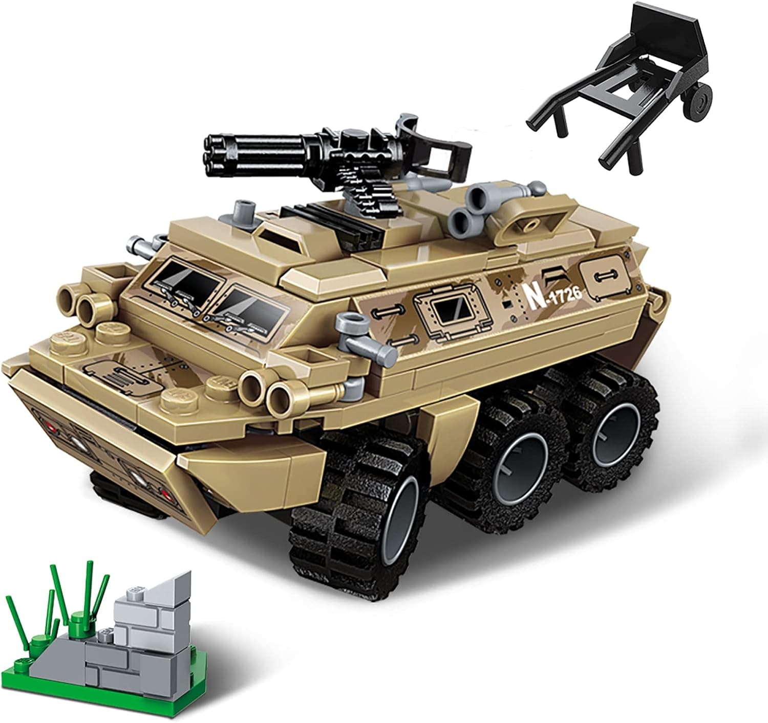 QMAN 6-12 Kids Building Blocks Toy Military Armored Vehicle Building Kit with Minifigures Army Bricks Toy for Boy Birthday (161 Pieces)