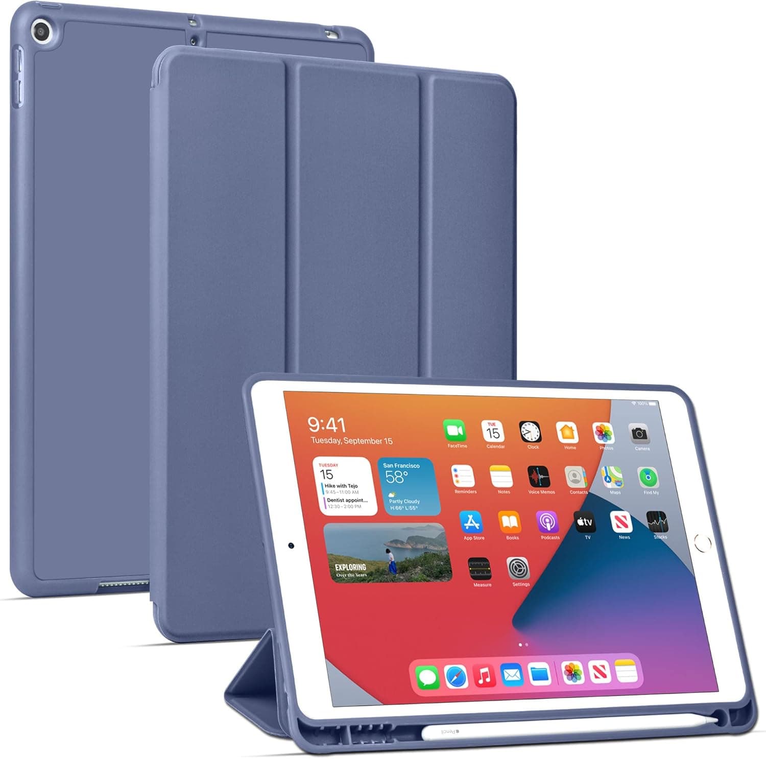 Arae for iPad 10.2 inch Case [7th Generation 2019 and 8th Generation 2020] [Corner Protection] Multi-Angle Viewing with Pencil Holder, Kickstand, Auto Wake/Sleep (Lavender)