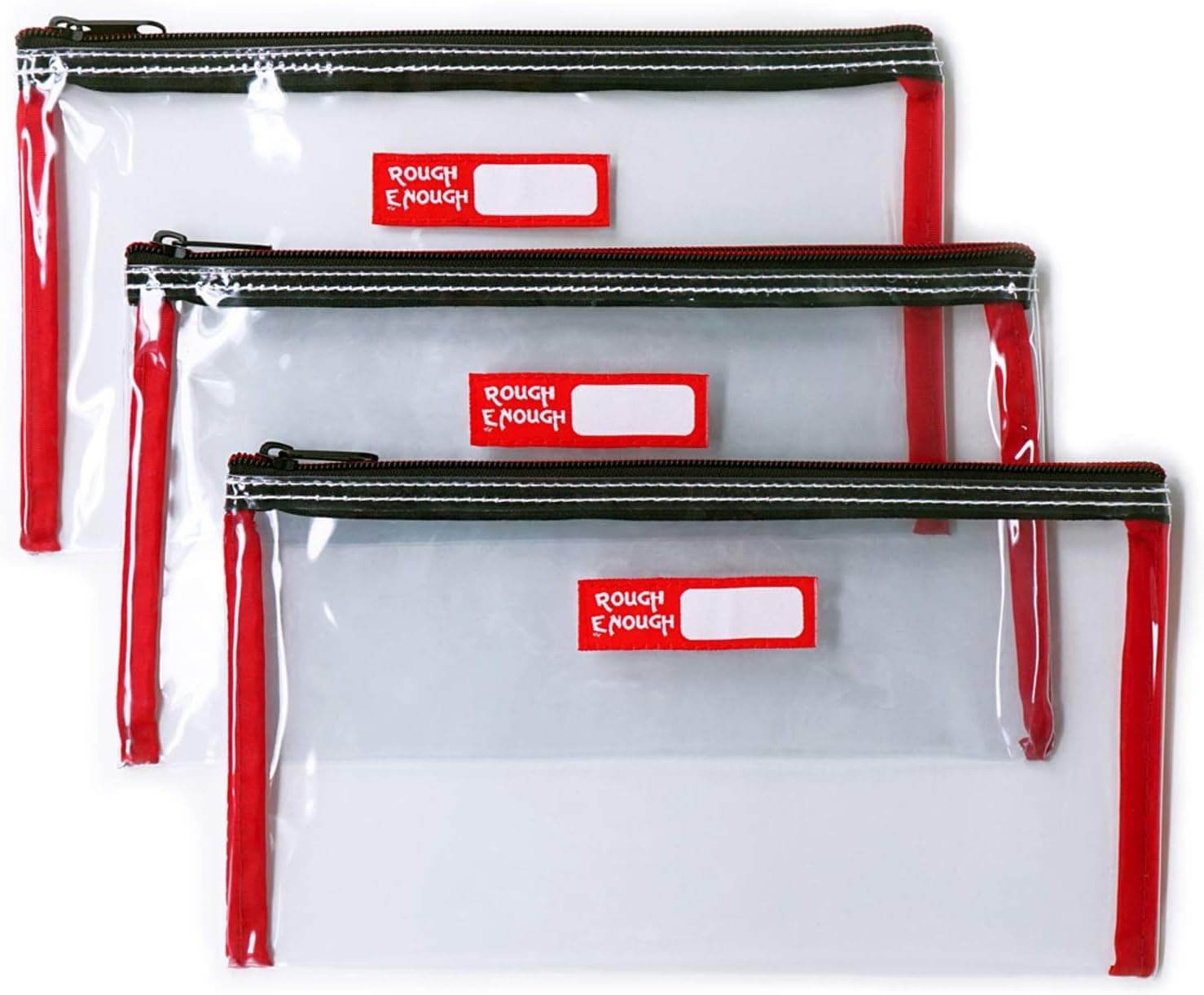 Rough Enough TSA Approved Clear Toiletry Bag for Travel Toothbrush Case Shaving Kit Cosmetic Bag 3 Pack Set