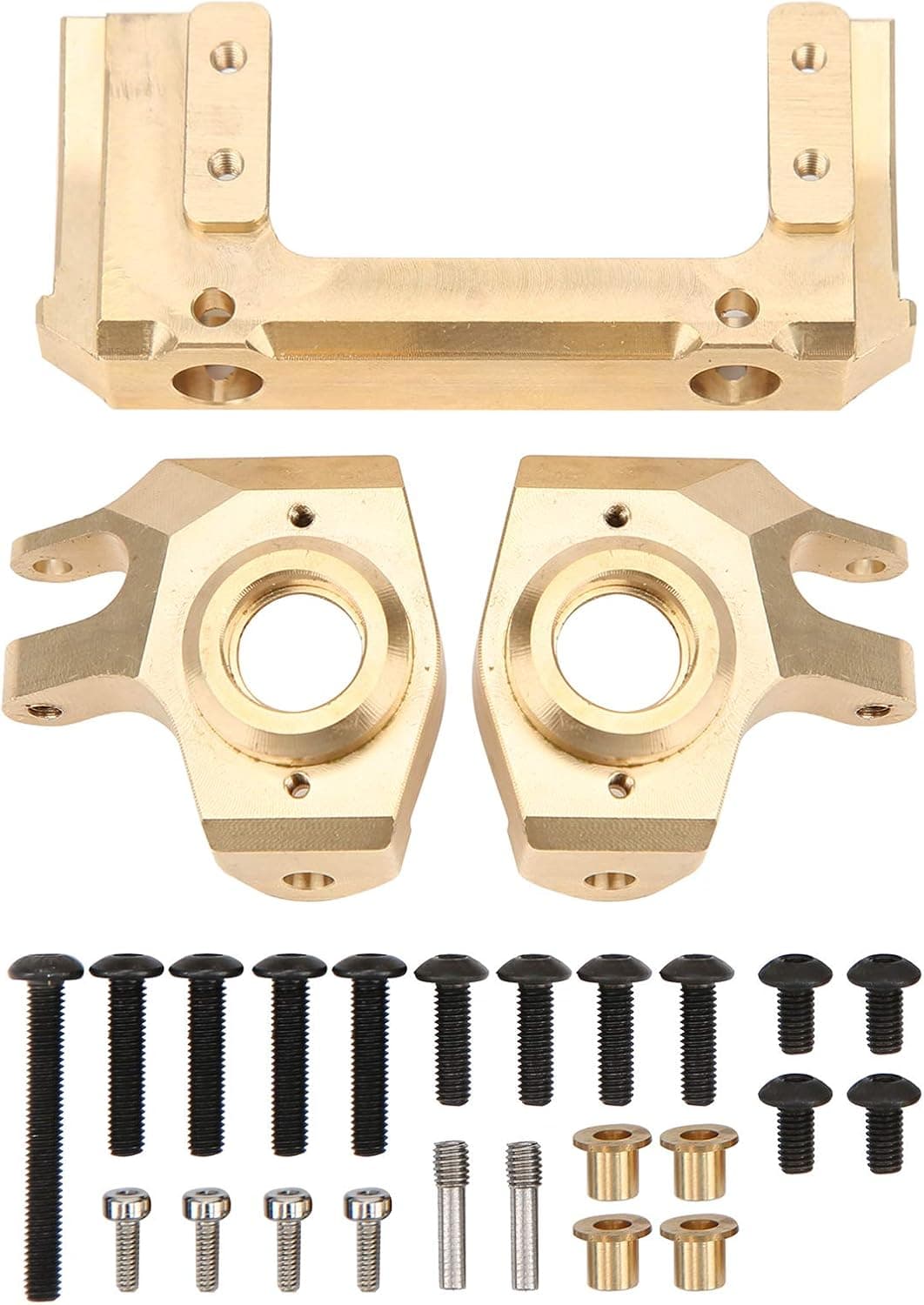 Front Bumper Servo Bracket, RC Car Brass Bumper Mount Stand + Brass Axles Steering Knuckle Fit for 1/10 RC Crawler SCX10 II Model Car Accessories