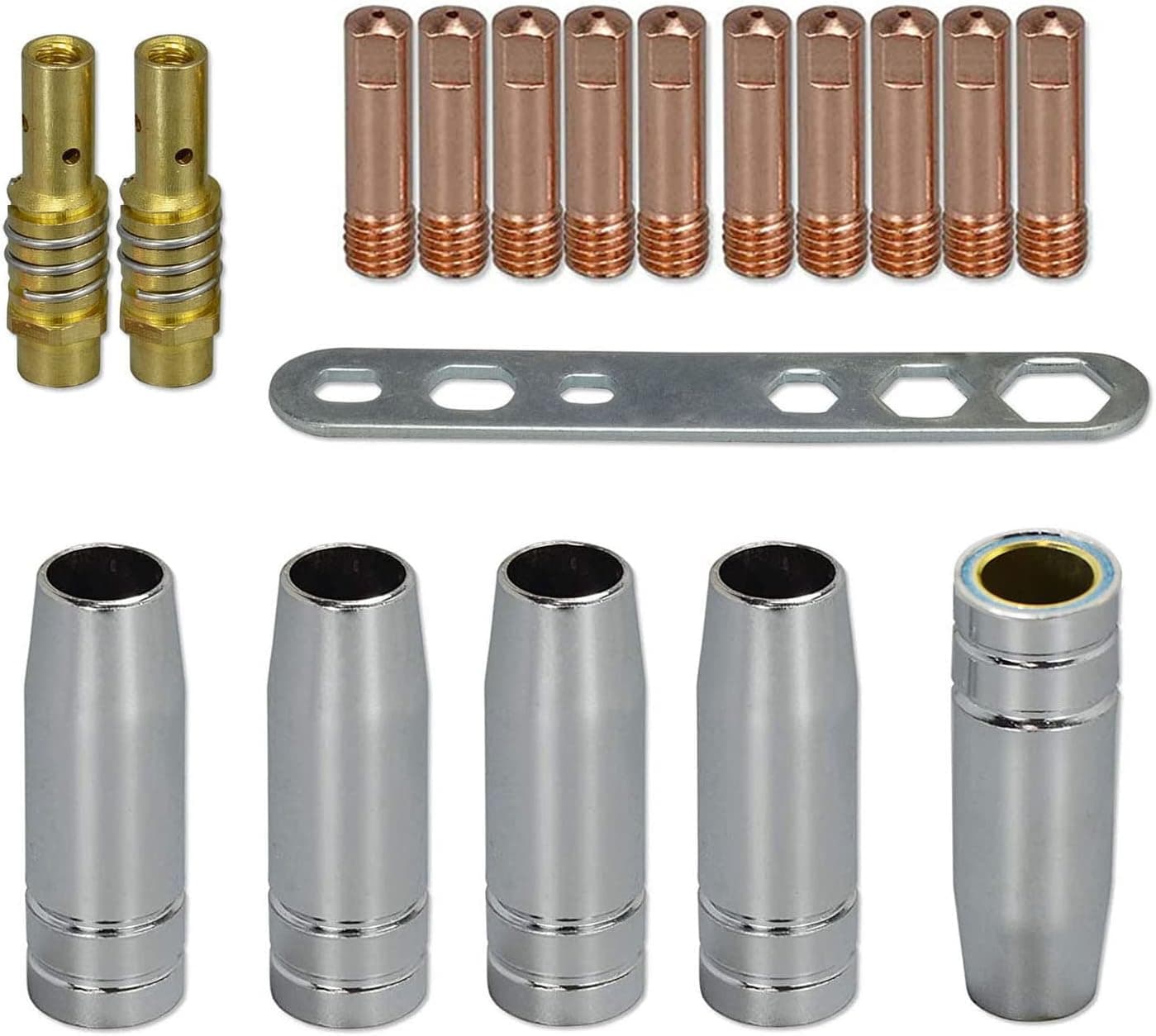 RIVERWELD MB15 15AK Contact Tip .030" 0.8mm M6 & Tips Holder Difuser & Shield cup & For MB15 15AK MIG Welding Torch 18pcs