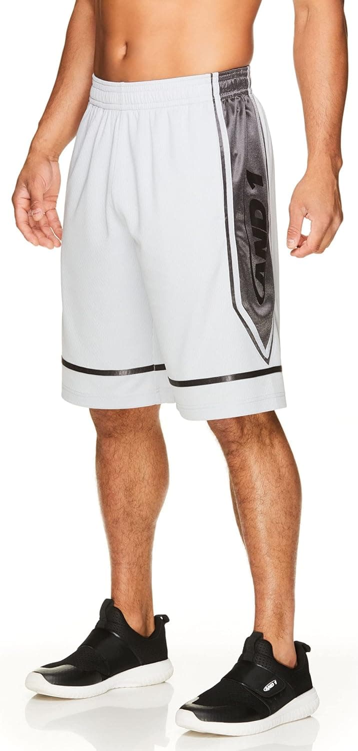 AND1 Men's Basketball Gym & Running Shorts w/Elastic Waistband & Pockets - 12 Inch Inseam
