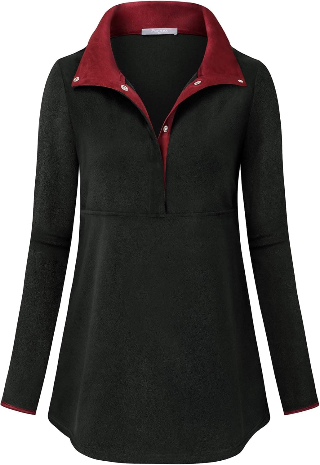 Womens Sweaters,Furnex Casual Long Sleeve Lapel Neck Color Block Sweatshirt with Pockets Winter Soft Button Down Fleece Sweater Shirts Loose Fit Maternity Tunic Tops Ladies Fall Clothes Black M
