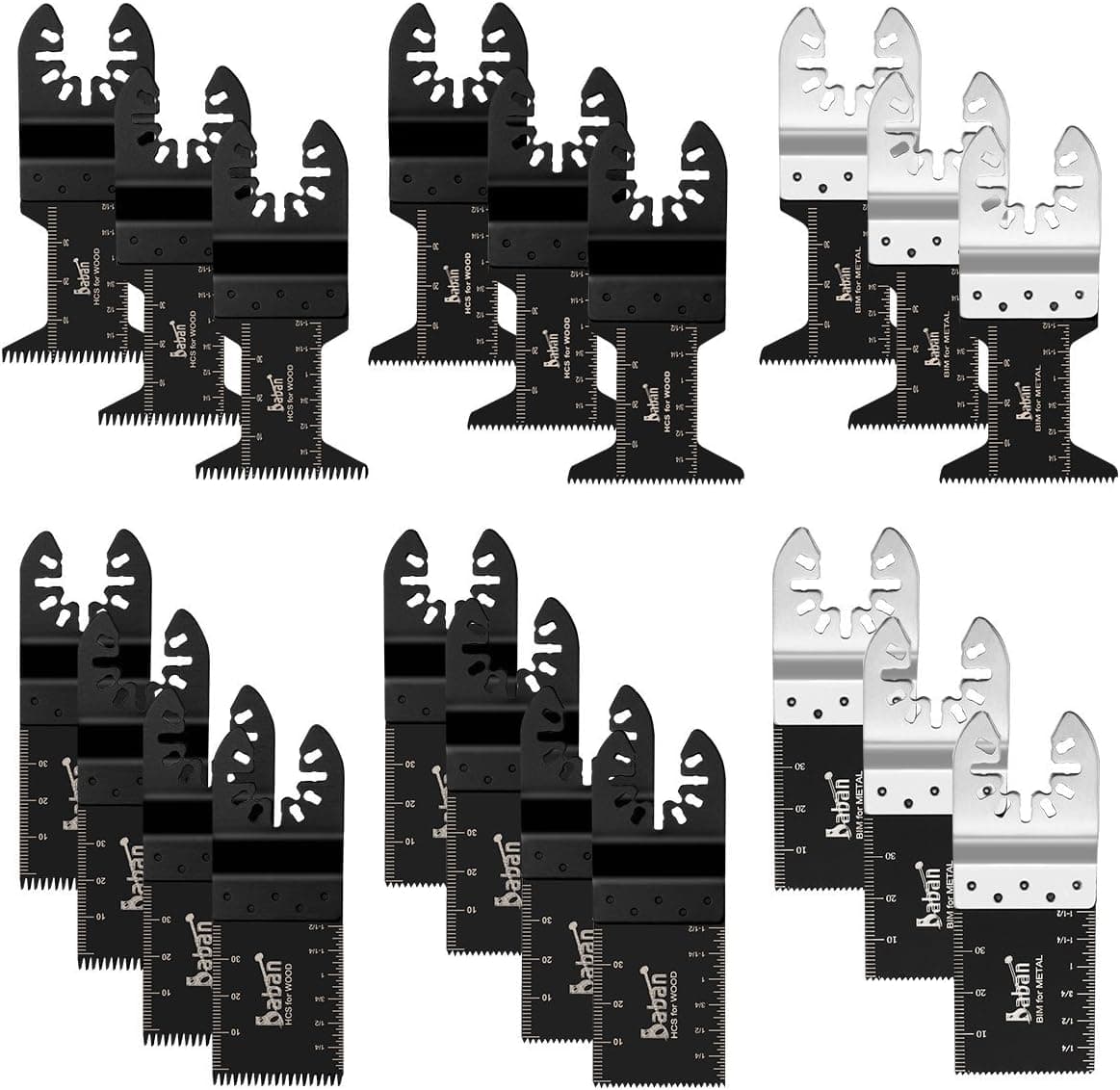 Saw Blades, Baban 20 Pcs Multitool Blades Wood/Soft Metal Oscillating Multitool Quick Release Saw Blades Mixed Universal Blade Set Compatible with Most of Oscillating Tool