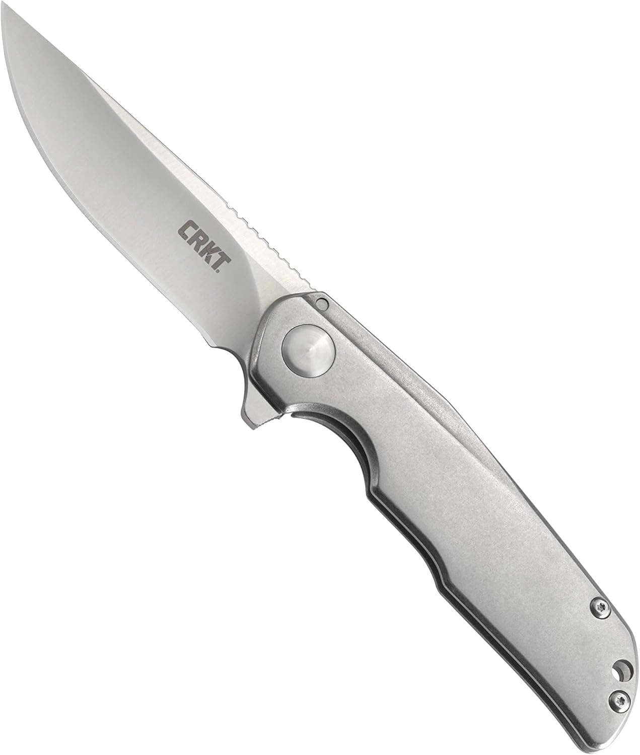 CRKT Remedy EDC Folding Pocket Knife: Everyday Carry, Stainless Blade with Heavy Jimping, IKBS Ball Bearing Pivot, Frame Lock, Stonewashed Stainless Steel Handle, Pocket Clip 3720