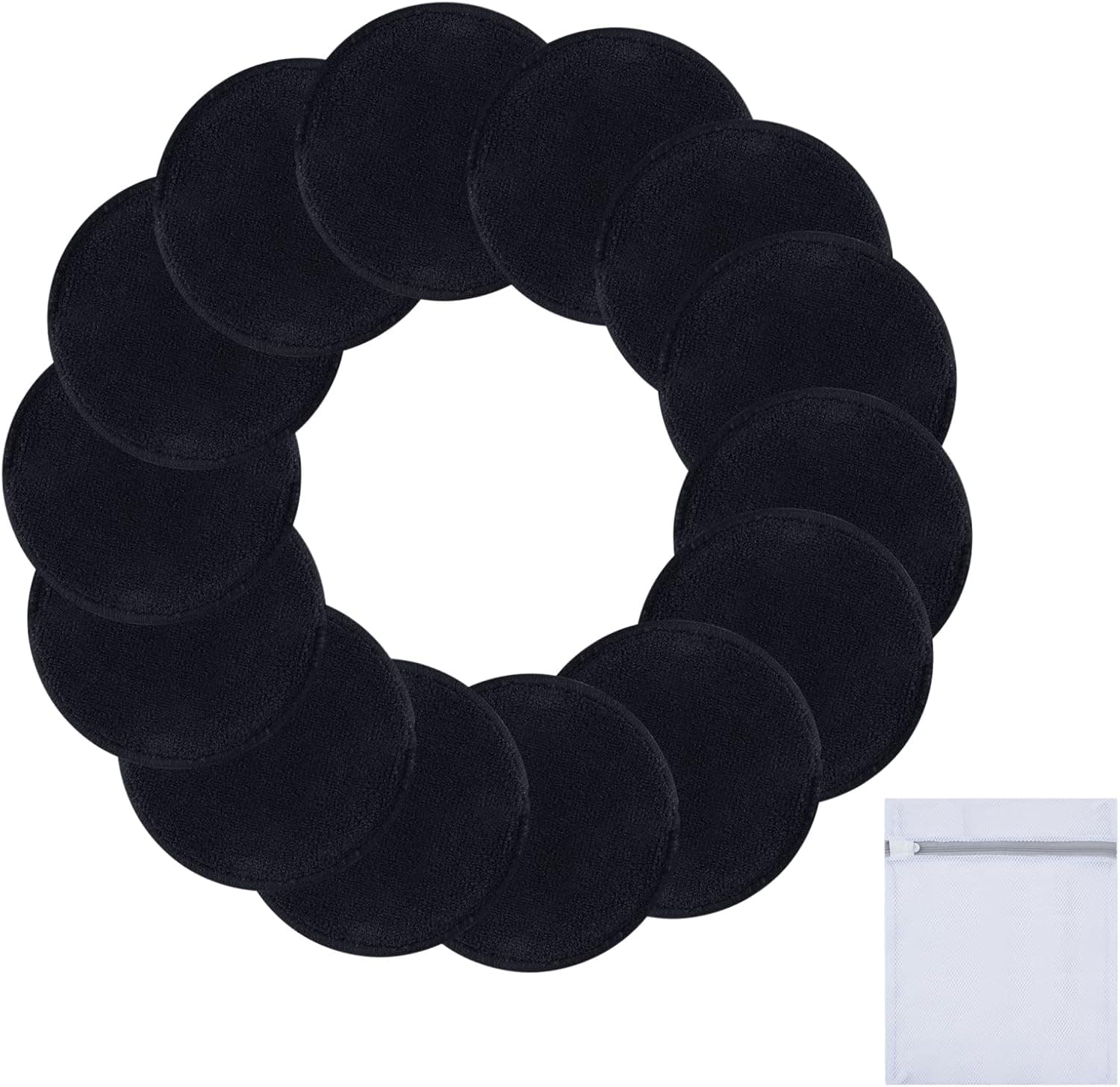 SUNLAND Resuable Makeup Remover Pads with Laundry Bag -Soft and Fridnely for Face Eye Lip Remover Pads (Black)