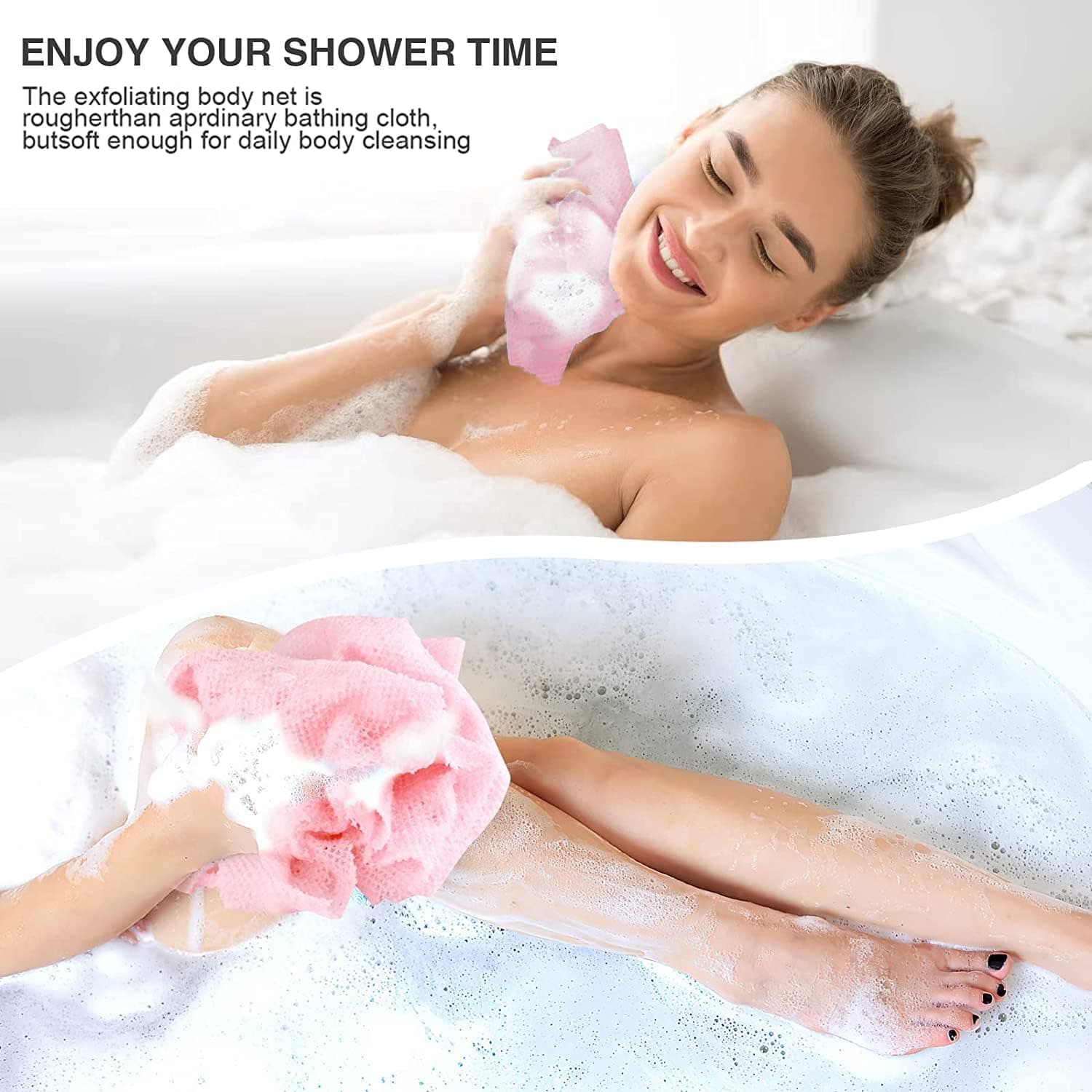 Yiclick Exfoliating Washcloth Towel [3 Pack], Japanese Exfoliating Bath Wash Cloth for Body Exfoliation, Korean Back Scrubber Washer for Shower, African Net Sponge Brush Loofah Exfoliator (3 Colors)
