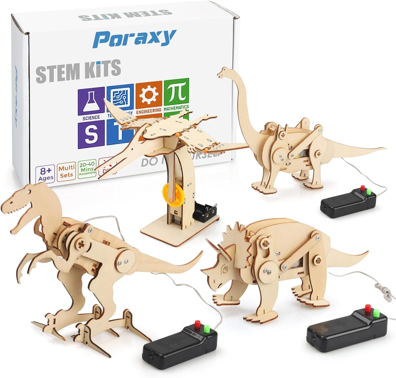 4 Pack Dinosaur Toys for Kids 8-12, STEM Kit, Boys Toys Age 8-10 Years Old, 3D Wooden Puzzle Model Robot Kit, DIY Educational Science Building STEM Projects, Gifts for Boys and Girls Ages 8 9 10 11 12