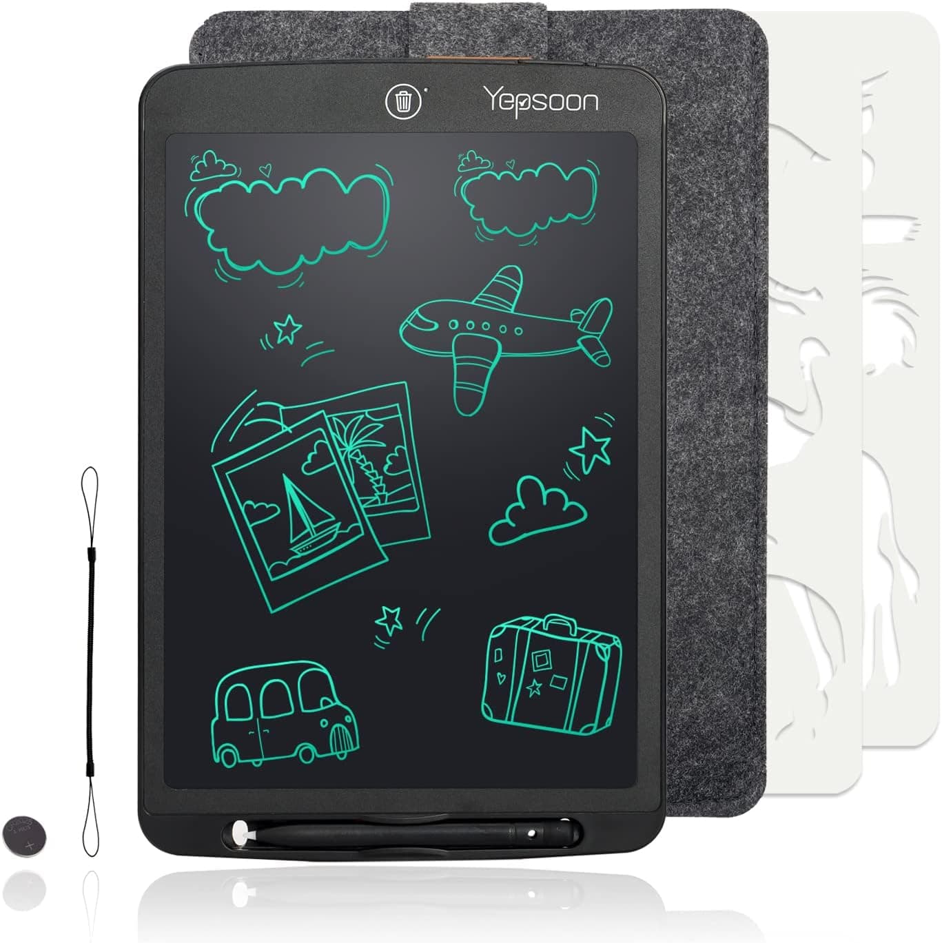 YEPSOON LCD Writing Tablet 12 inch Electronic Erasable & Drawing Doodle Board，Lock Screen Function, Portable Reusable Magnetic Notepad, Gift for Kids, New Version of 2022