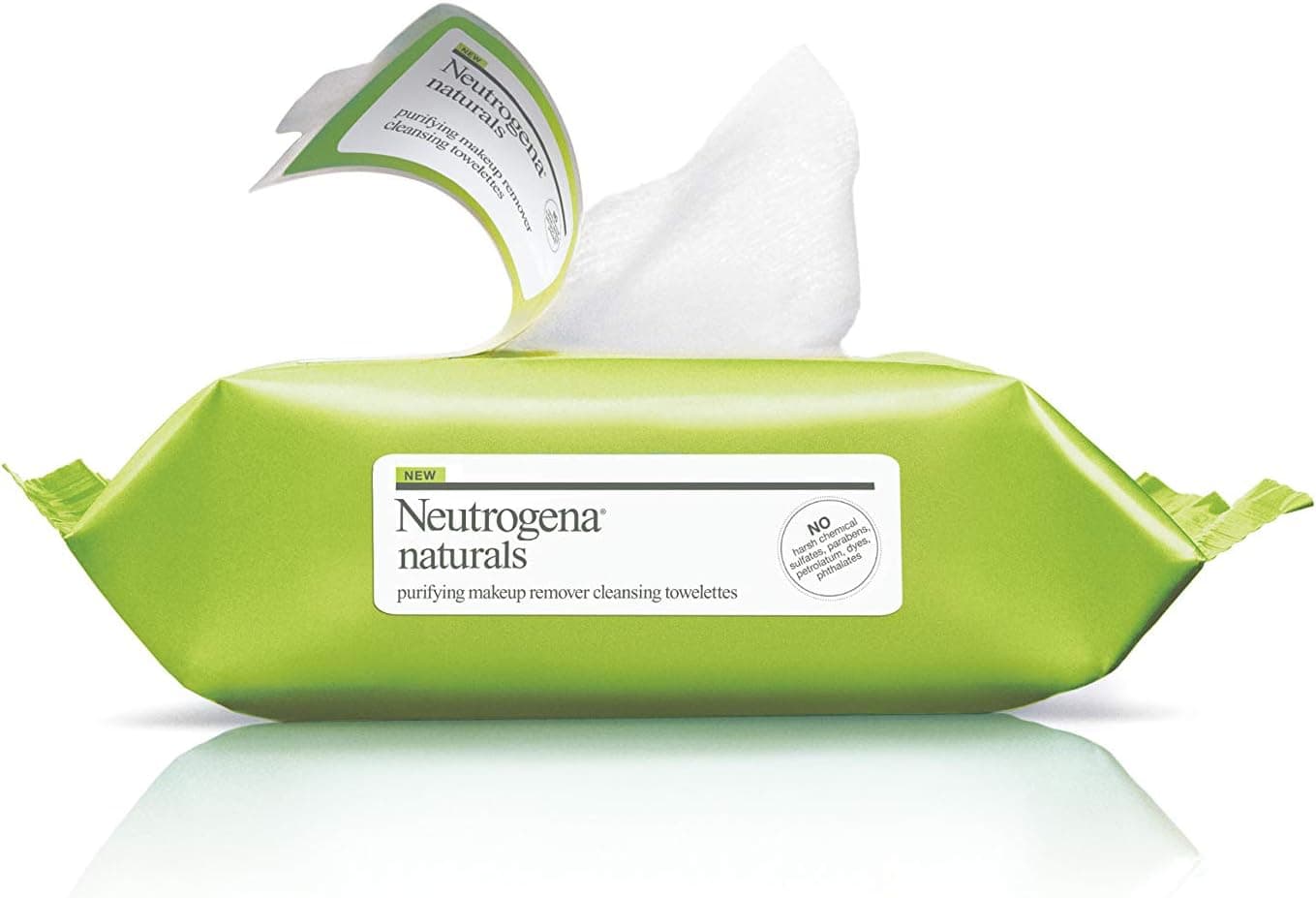 Neutrogena Naturals Purifying Makeup Remover Facial Cleansing Towelettes with Peruvian Tara Seed Bionutrient, Hypoallergenic, Non-Comedogenic & Sulfate-, Paraben- & Phthalate-Free Face Wipes, 25 ct.