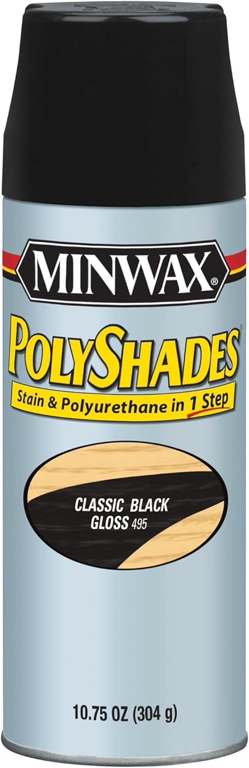 Minwax 314950000 PolyShades - Stain & Polyurethane in 1 Step Aerosol, 10.75 ounce, Classic Black, Gloss