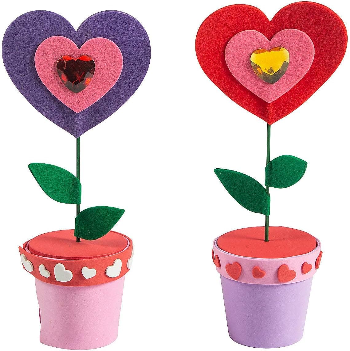 Fun Express Valentine’s Day Flowerpot Craft Kit - Makes 6 - Craft Kits for Kids