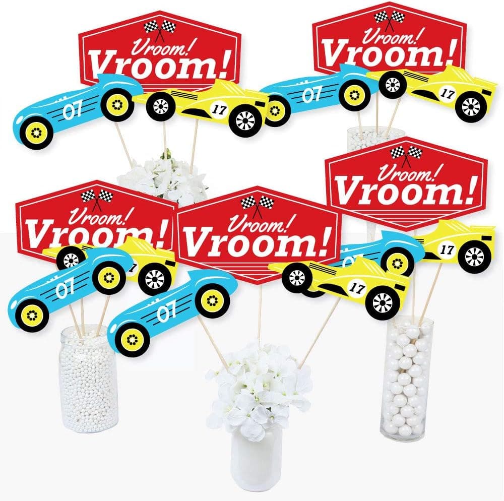 Let’s Go Racing - Racecar - Race Car Birthday Party or Baby Shower Centerpiece Sticks - Table Toppers - Set of 15