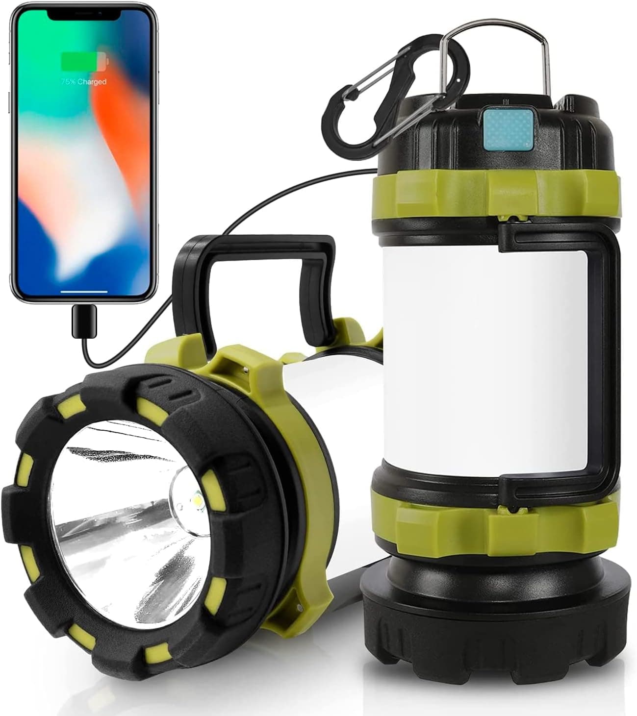 LED Camping Lantern Rechargeable, Wsky 1800LM Lanterns for Power Outages, 6 Modes 4400mHA Perfect Flashlight for Hurricane, Emergency Light, Storm, Survival Kits, Hiking, Fishing, Tent, Home