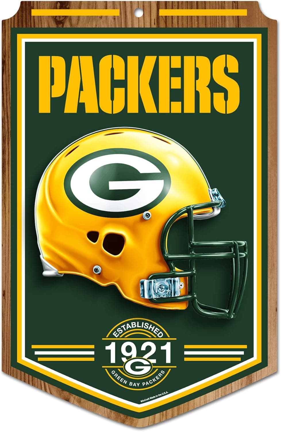 WinCraft NFL Green Bay Packers 68743011 Wood Sign, 11" x 17", Black