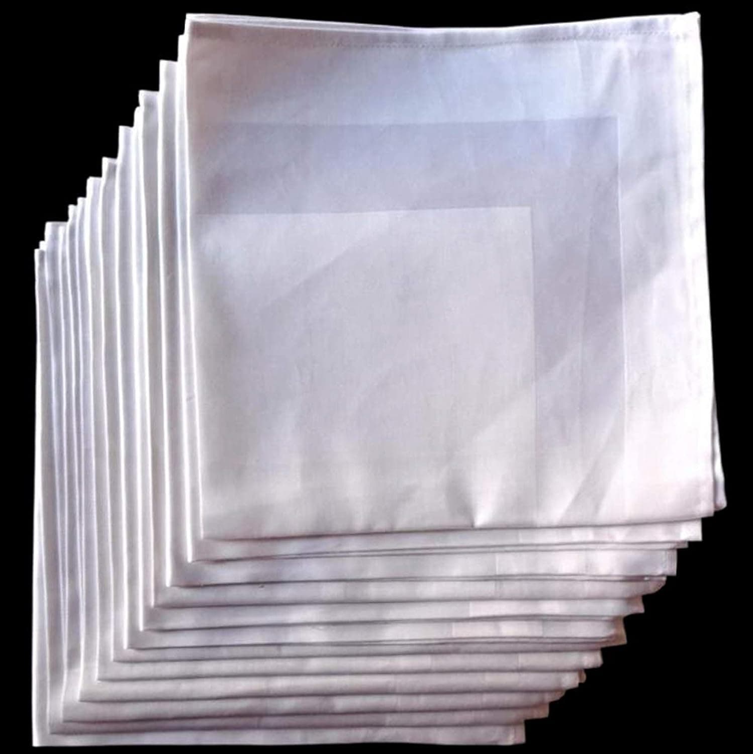AMERICAN PILLOWCASE Cloth Dinner Napkins Set of 12 - White Satin Band Napkins - 100% Egyptian Cotton 22x22