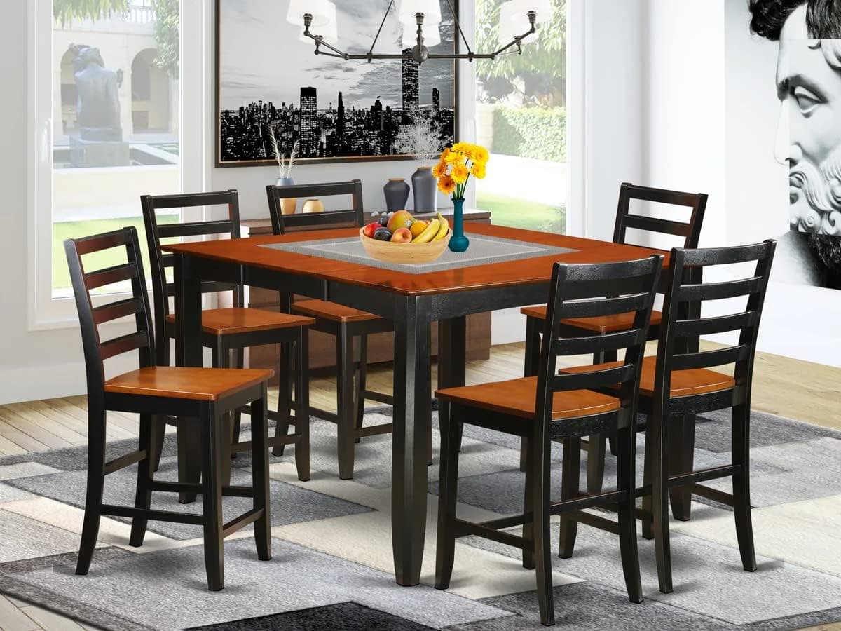 East West Furniture FAIR7-BLK-W Dining Room Table Set, 7 Pieces
