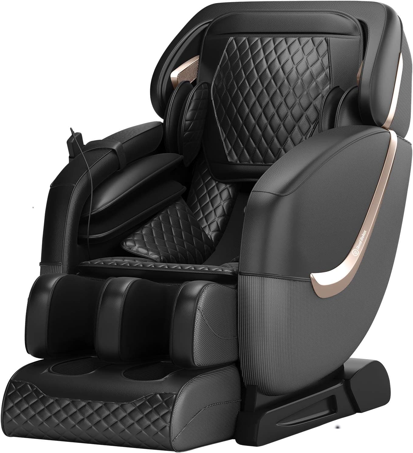 Real Relax 2021 Massage Chair, Full Body Zero Gravity Shiatsu Massage Recliner with SL-Track, Auto Body Detection, Thai Stretching, Heat, Foot Roller, Model X1, Black