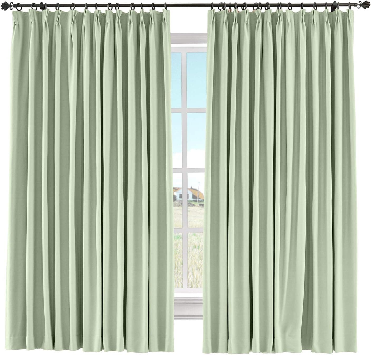 ChadMade Polyester Cotton Drape Curtain Room Darkening Drape Pinch Pleated Curtain Bedroom Living Room Family Room ,50" Wide by 84" Length ( Sky Mint,1 Panel ), Capri Collection