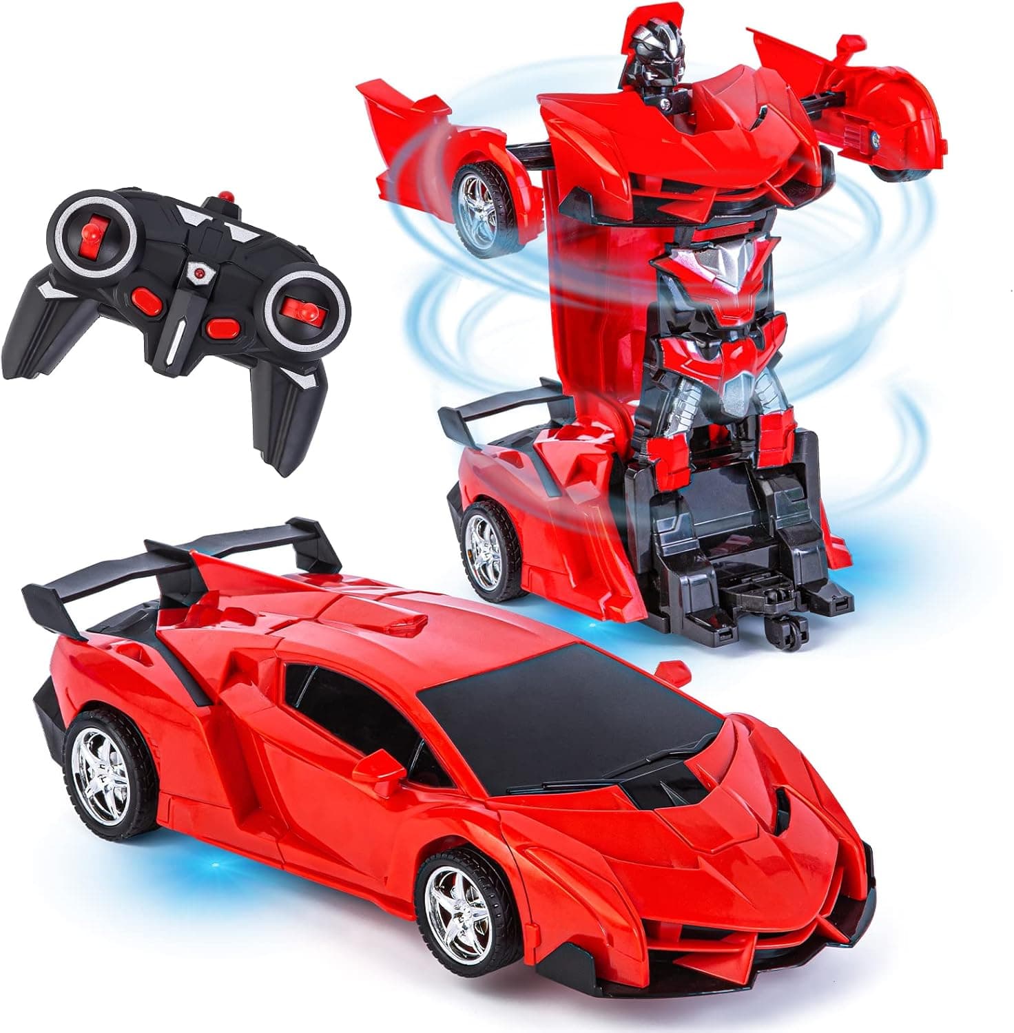 Refasy RC Cars for Boys Age 4-7,Remote Control Transformation Car Robot Toys for Child Electric Deformation Car Vehicle Toys for Kid 8-15 Ages Transforming Toy Deformed Cars Best Birthday Toy Red