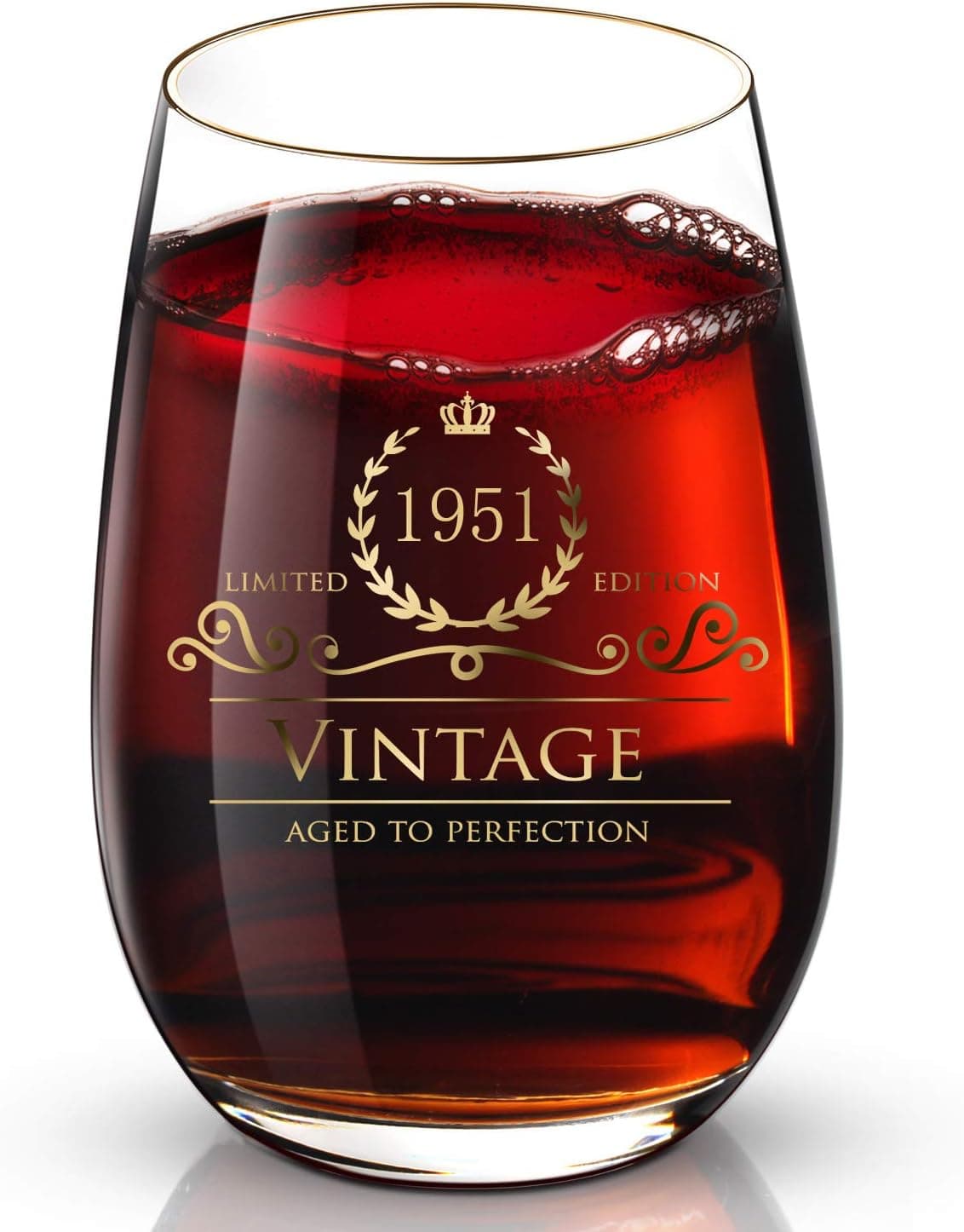 1951 72th Customized 24K Gold hand crafted luxury drinking and wine glass for wedding,anniversary,birthday ,holidays and any noteworthy occasions ,perfect gifts ideal for bridesmaids,wife and son