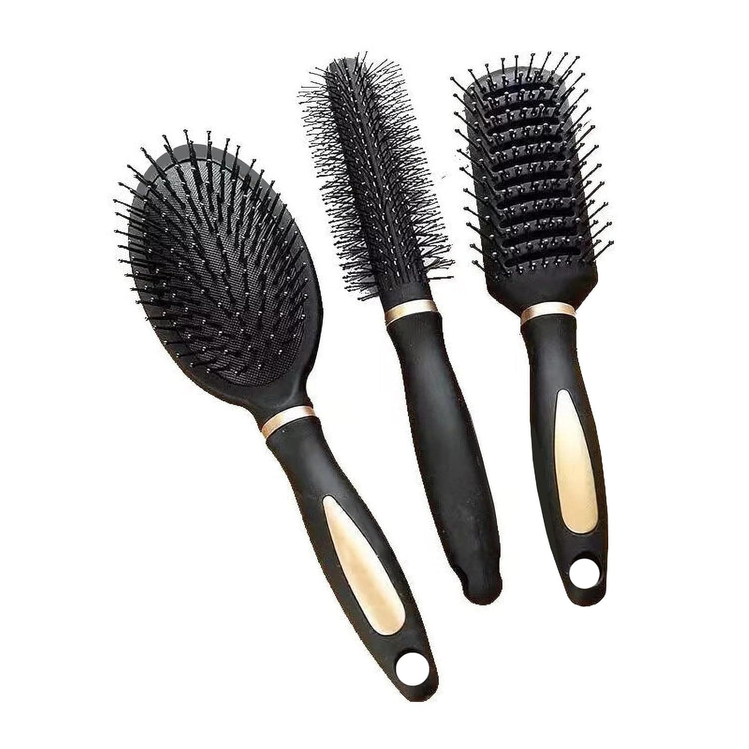 Hair Brush Set, Paddle Brush, Round Brush and Detangling Styling Brush Set for Men and Women, Great On Wet or Dry Hair, No More Tangle Hairbrush for Long Thick Thin Curly Natural Hair
